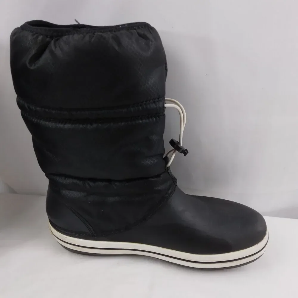 Crocs Puff Boots Black Waterproof Snow Boots Croc-Band Winter Boots Women's 8